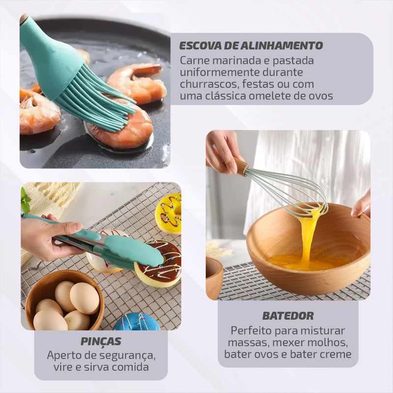 Conjunto Kit Facas Profissional Colorido em Aço Inoxidável  para Churrasco e Cozinha Kitchen Tesoura Facas