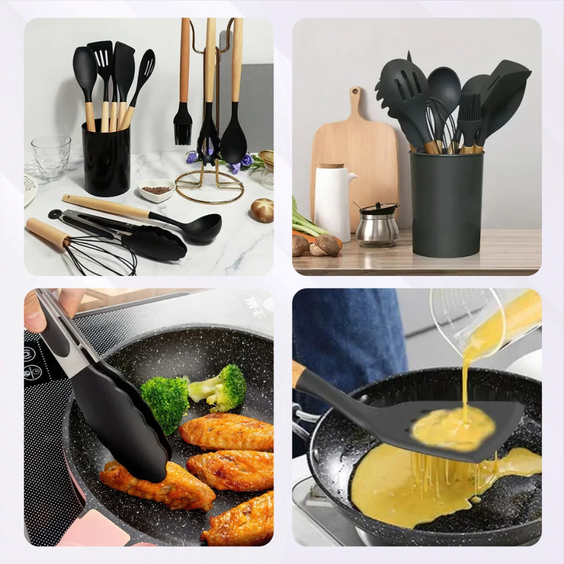 Conjunto Kit Facas Profissional Colorido em Aço Inoxidável  para Churrasco e Cozinha Kitchen Tesoura Facas