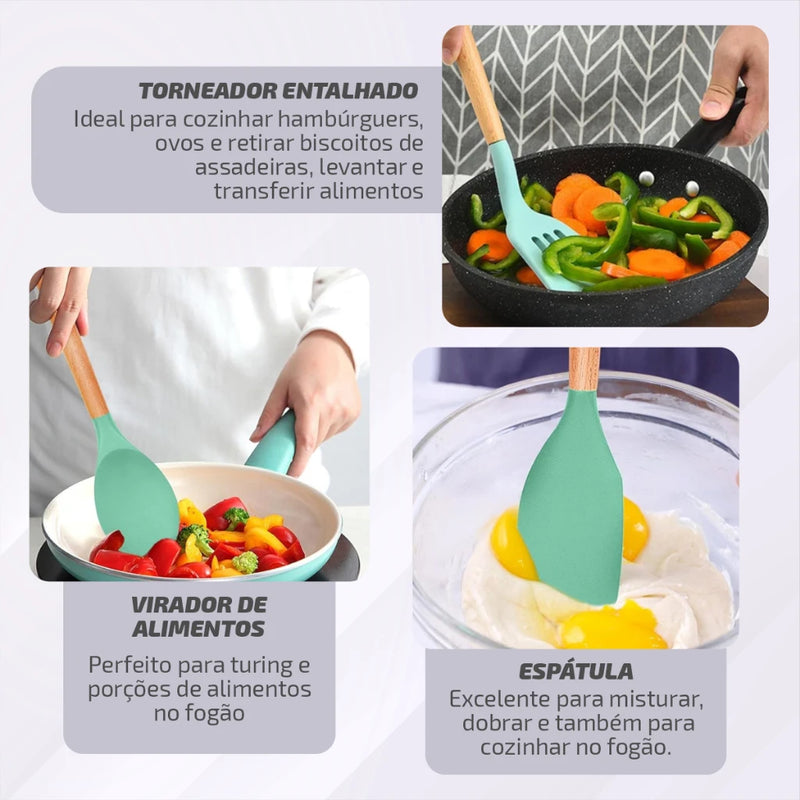 Conjunto Kit Facas Profissional Colorido em Aço Inoxidável  para Churrasco e Cozinha Kitchen Tesoura Facas
