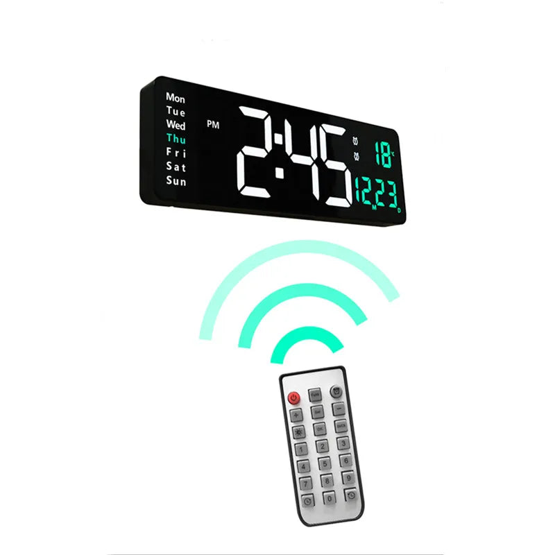 Grande relógio de parede digital Temp Data Week Display Controle remoto Desligar Memória