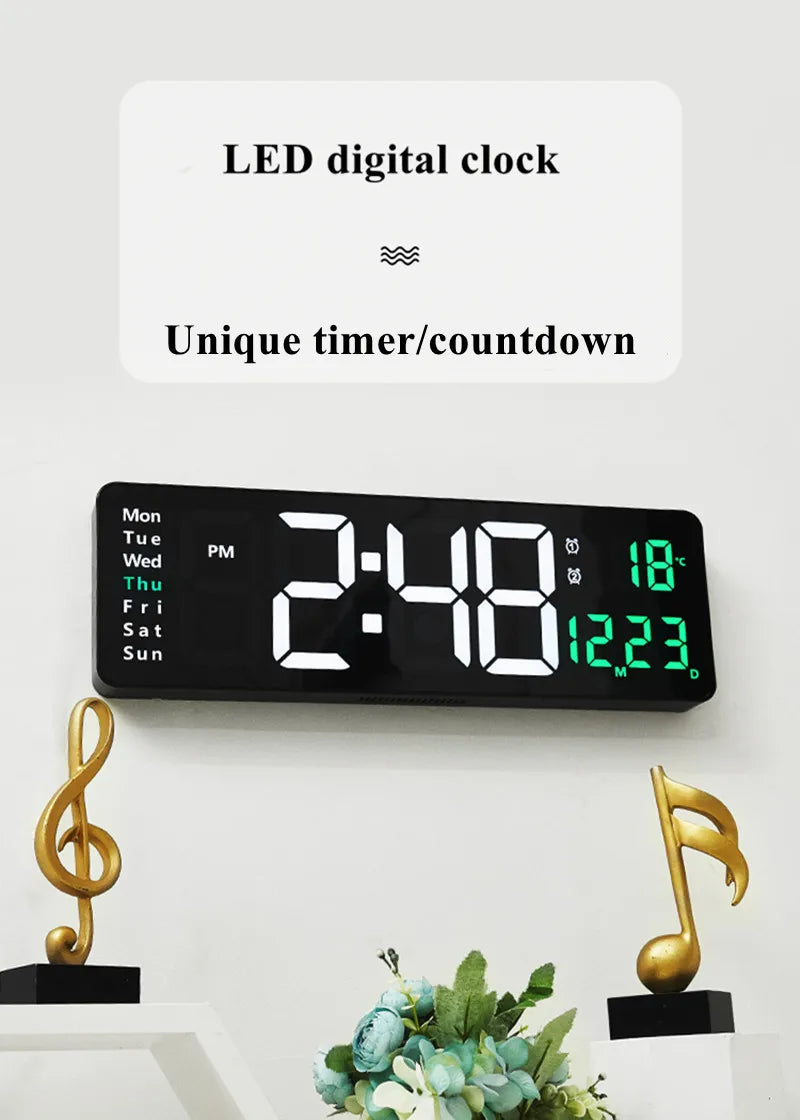 Grande relógio de parede digital Temp Data Week Display Controle remoto Desligar Memória