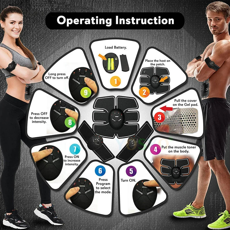 EMS Estimulador Muscular Sem Fio Treinador Smart Fitness Treinamento Abdominal Adesivos Elétricos Para Perda De Peso Massageador Corporal Emagrecedor