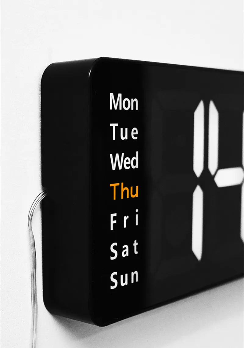 Grande relógio de parede digital Temp Data Week Display Controle remoto Desligar Memória