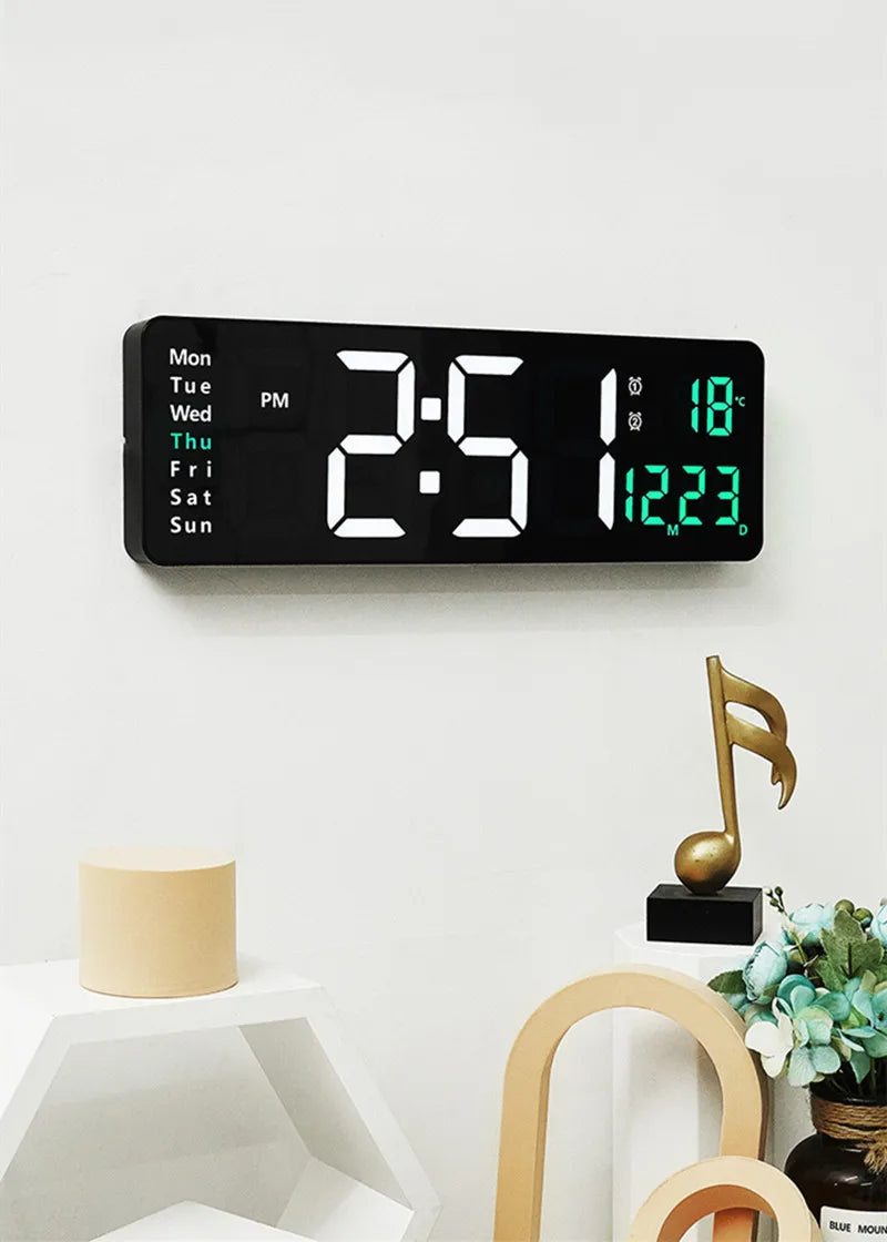 Grande relógio de parede digital Temp Data Week Display Controle remoto Desligar Memória