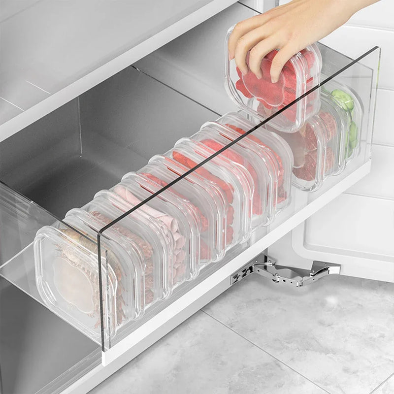 Caixa de preservação de carne congelada Geladeira Alimentos retêm frescor Transparente Pote de armazenamento Casa Cozinha Organizador de armazenamento de vegetais