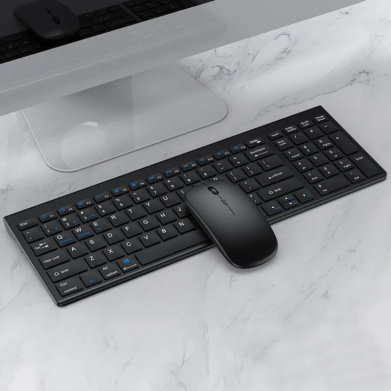 Conjunto de teclado e mouse Bluetooth recarregável Jomaa Slim para laptop 2.4G USB sem fio teclado e mouse combo
