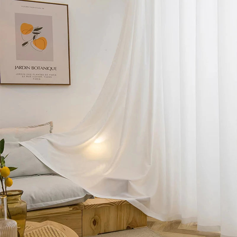 Asazal Tule Branco Fio Grosso de Alta Qualidade Cortinas de Janela de Chiffon de Luxo para Quarto Villa Cortinas Opacas Decoração de Sala de Estar