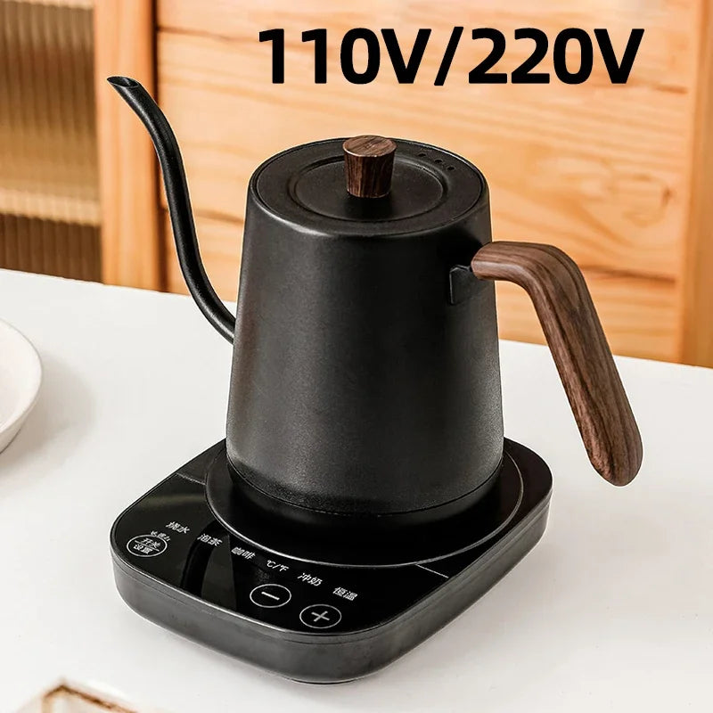 Chaleira elétrica Gooseneck 800ml Cafeteira de infusão manual Bule inteligente Controle de temperatura Chaleira de aquecimento rápido 1000W 110v/220v