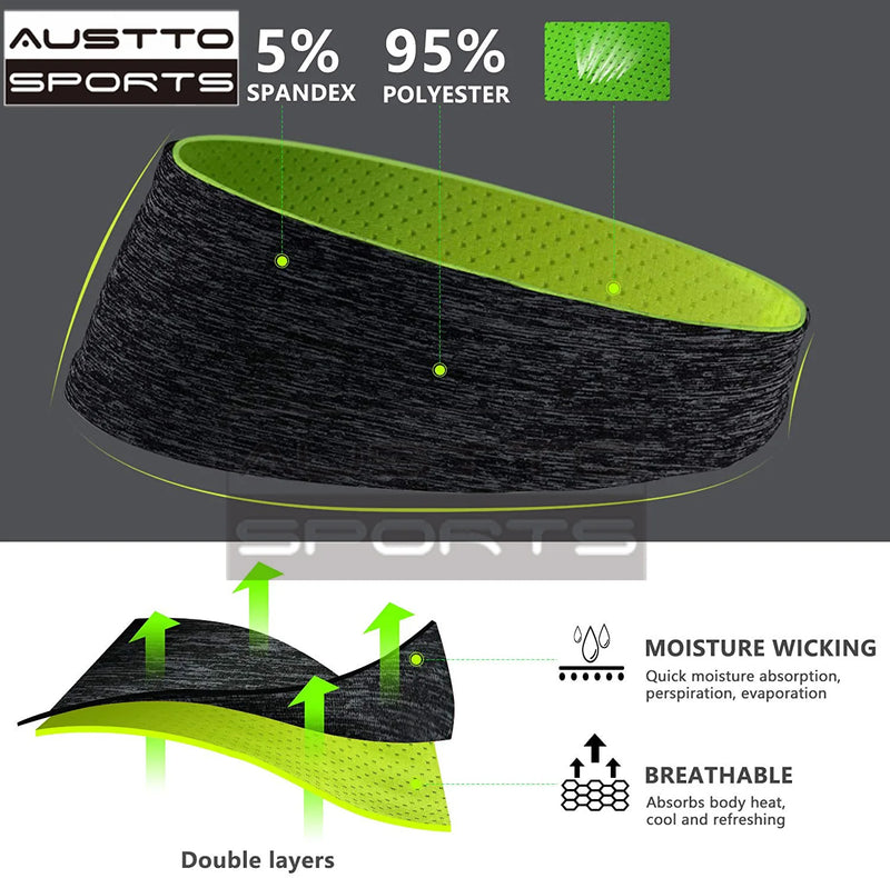 Austto Sports Headband Slim Workout Cooling Sweatband para homens mulheres correndo Sycling esporte ao ar livre