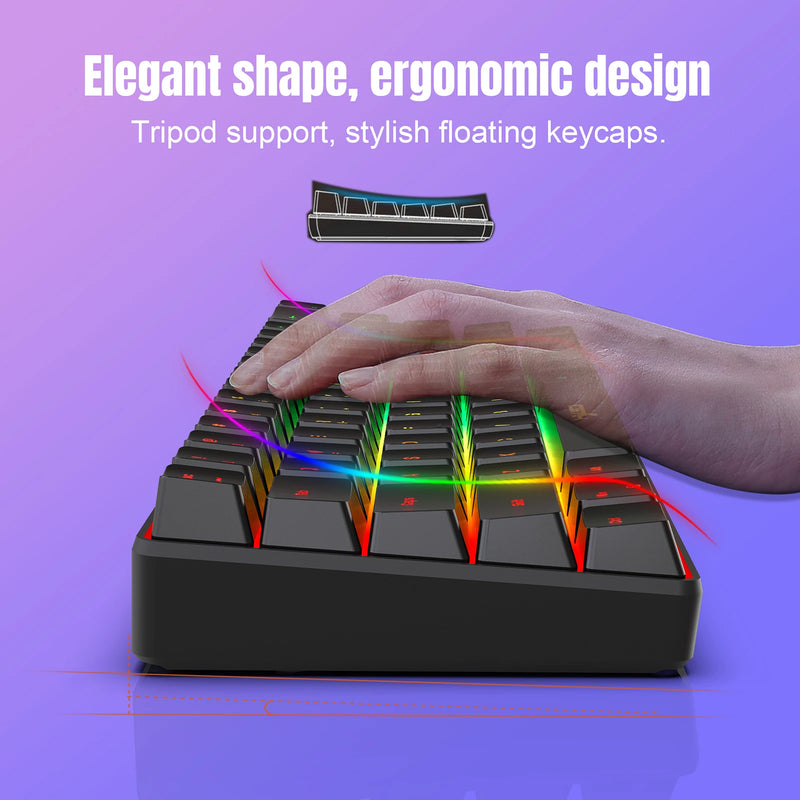 HXSJ V200 Wired K68 RGB Streamer Mini Teclado para jogos Teclado de membrana sem conflitos de 19 teclas, mas com toque mecânico para jogos/escritório