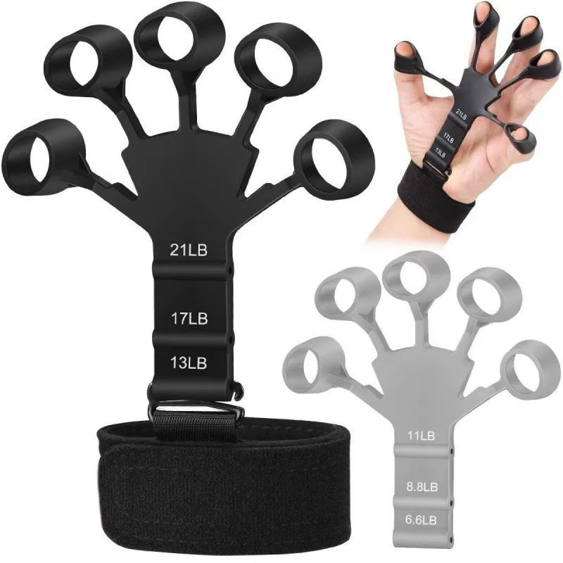 peça de silicone Gripster Hand Grip Finger Power Strengthener Stretcher Trainer Gym Fitness Exercício Hand Rehabilitation Accessorie