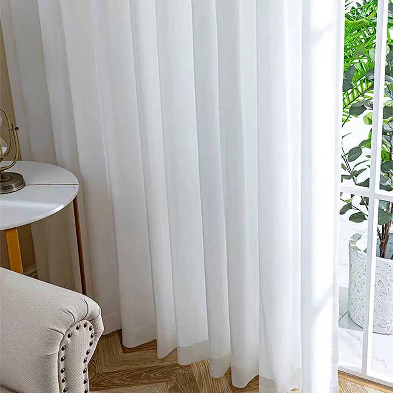 Asazal Tule Branco Fio Grosso de Alta Qualidade Cortinas de Janela de Chiffon de Luxo para Quarto Villa Cortinas Opacas Decoração de Sala de Estar