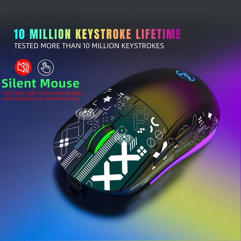 Mouse mecânico sem fio RGB Mouse para jogos ergonômico 10 milhões de pressionamentos de tecla 3600DPI Mouse 11 modos de iluminação RGB Mouses