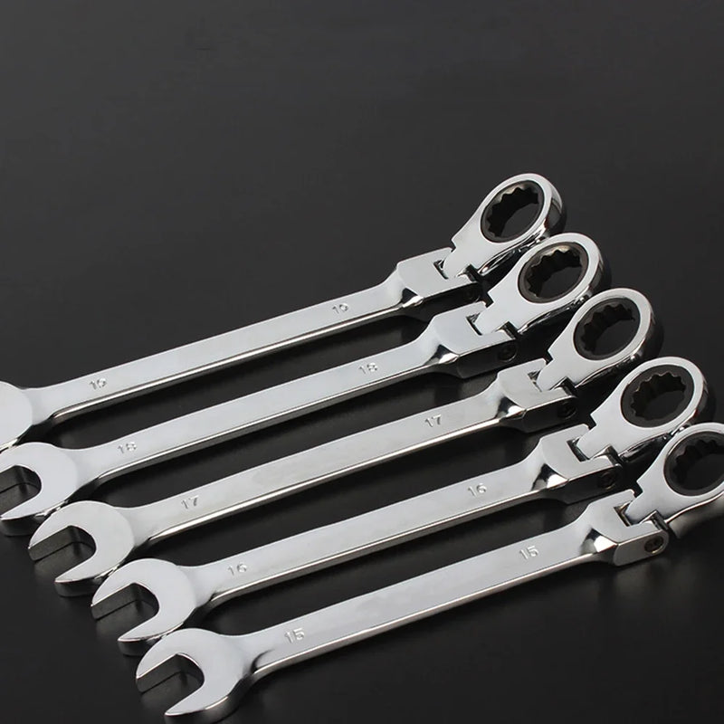 Chave de catraca combinada, com cabeça flexível, ferramenta de catraca de dupla finalidade, conjunto de combinação de catraca