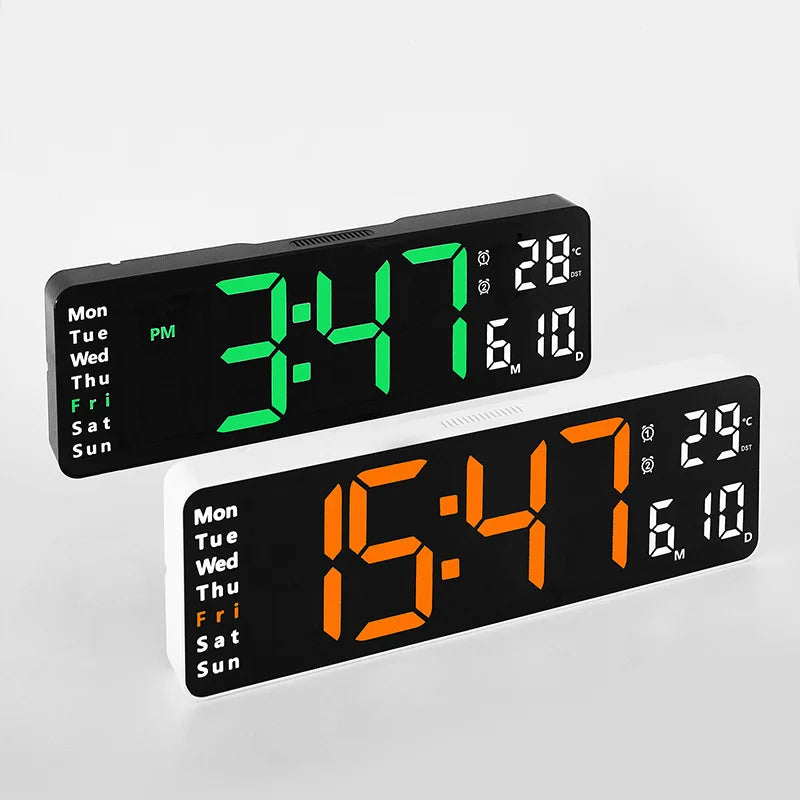 Grande relógio de parede digital Temp Data Week Display Controle remoto Desligar Memória