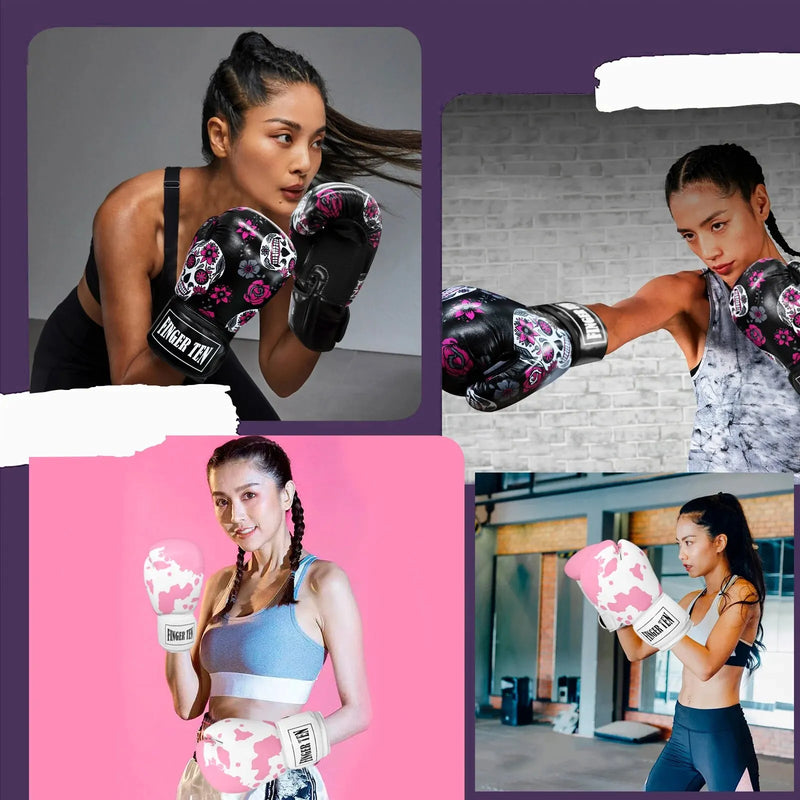 Luvas de boxe femininas, socos, sparring, kickboxing, treinamento de MMA, 1 par, luva de saco pesado para boxe, saco de pancadas, 8, 10, 12, 14 oz