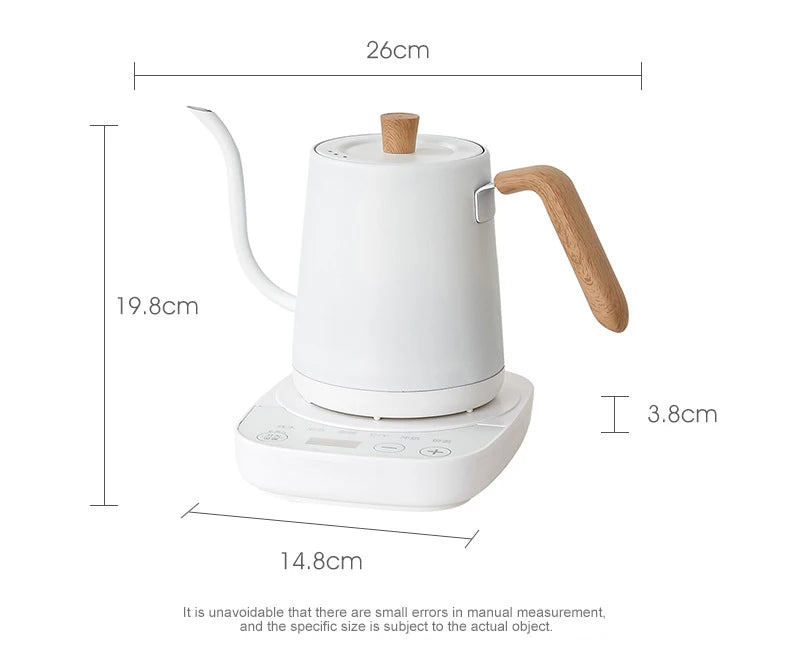 Chaleira elétrica Gooseneck 800ml Cafeteira de infusão manual Bule inteligente Controle de temperatura Chaleira de aquecimento rápido 1000W 110v/220v