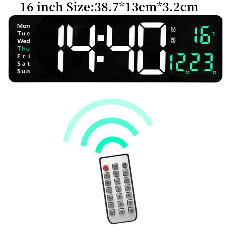 Grande relógio de parede digital Temp Data Week Display Controle remoto Desligar Memória