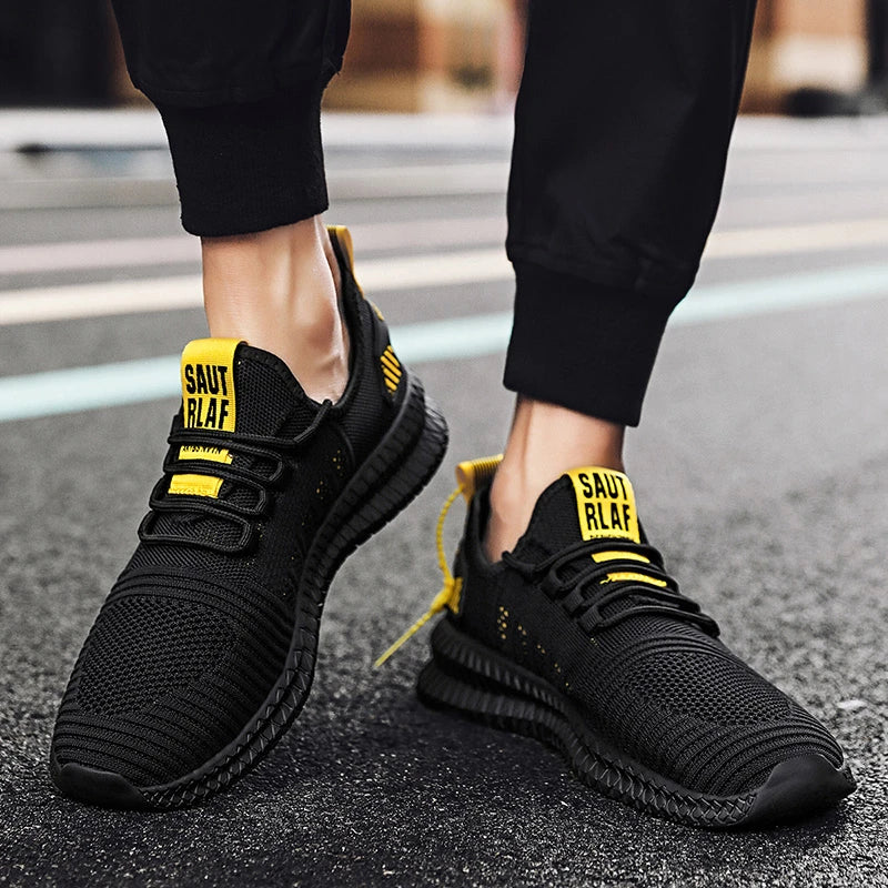 Tênis de corrida leve, respirável, esportivo, antiderrapante, fashion, flexível, com cadarço