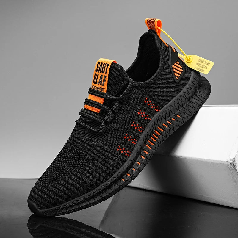 Tênis de corrida leve, respirável, esportivo, antiderrapante, fashion, flexível, com cadarço