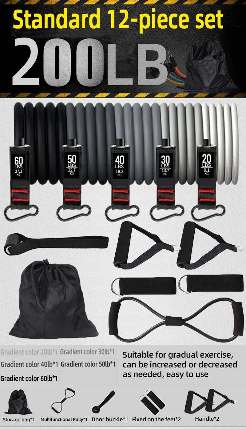 Exercícios de fitness Conjunto de faixas de resistência Tubo elástico Puxar corda Faixa de ioga Treinamento Equipamento de treino para casa Peso Ginásio Acessório