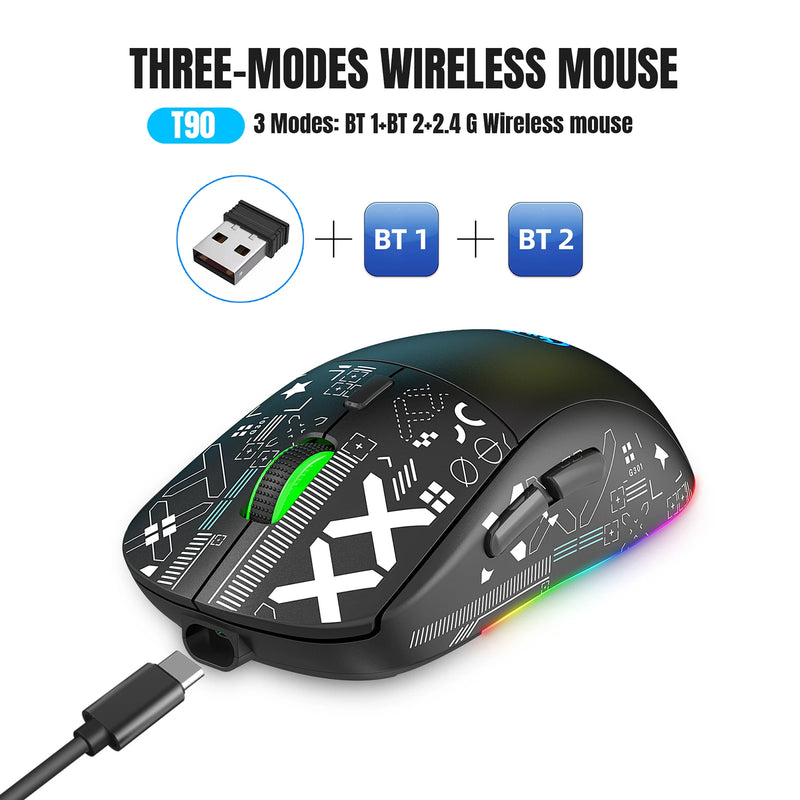 Mouse mecânico sem fio RGB Mouse para jogos ergonômico 10 milhões de pressionamentos de tecla 3600DPI Mouse 11 modos de iluminação RGB Mouses