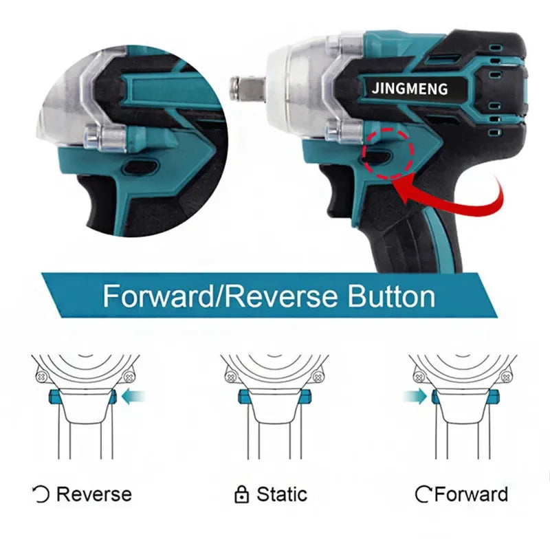 Cordless Electric Impact Wrench Power Tool Brushless Electric Wrench Hand Drill Socket For 21V Battery