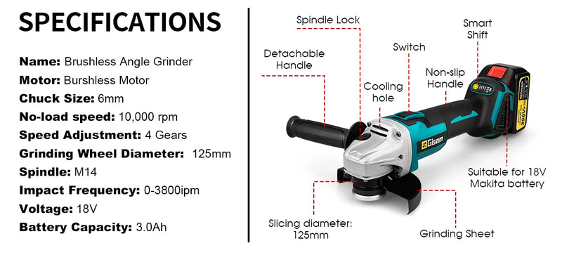 Brushless Angle Grinder Máquina de corte