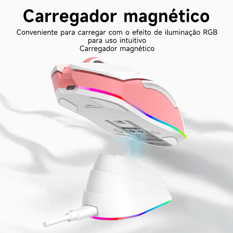 DAREU Dual Modes Gamer Mouse RGB 2.4G Wireless Wired Gaming Mice Built-in 930mAh Recarregável Bateria com Macro Set para PC Laptop