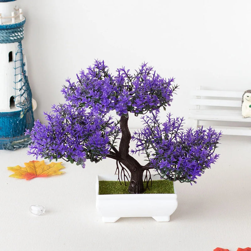 Bonsai Pequeno vaso de árvore Planta falsa Vaso de flores Arranjo de jardim Enfeites Sala Decoração de mesa para casa