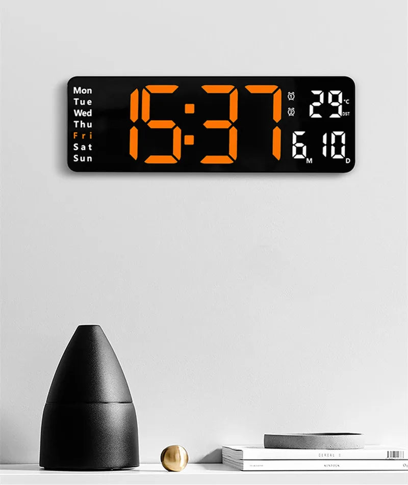 Grande relógio de parede digital Temp Data Week Display Controle remoto Desligar Memória