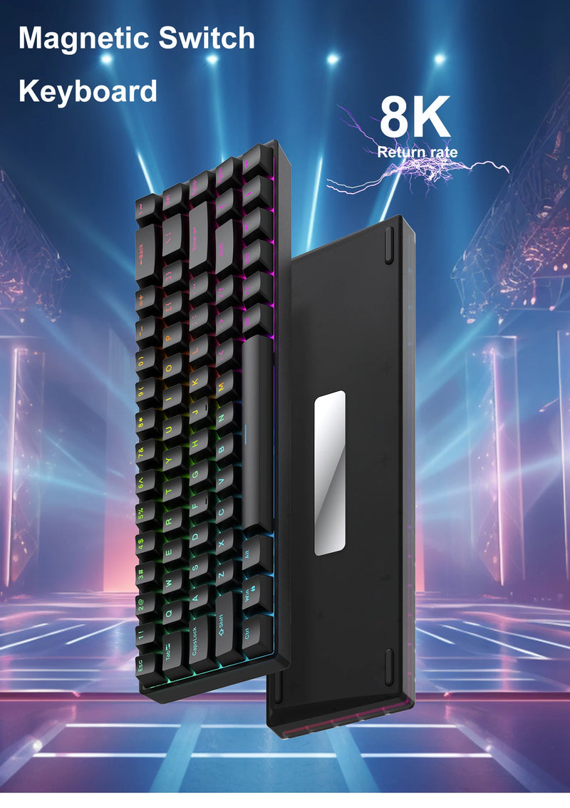 Raven68 Hot Swappable Wired Magnetic Axis Mechanical Keyboard 8K Taxa de retorno Faixa de teclas personalizada Teclado para jogos esportivos eletrônicos