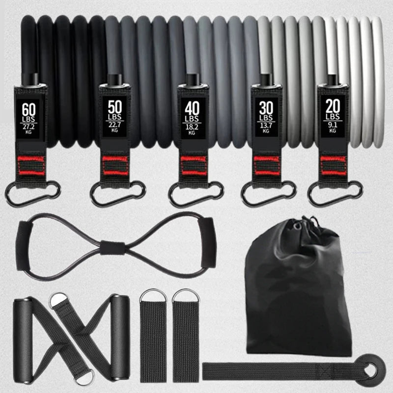 Exercícios de fitness Conjunto de faixas de resistência Tubo elástico Puxar corda Faixa de ioga Treinamento Equipamento de treino para casa Peso Ginásio Acessório