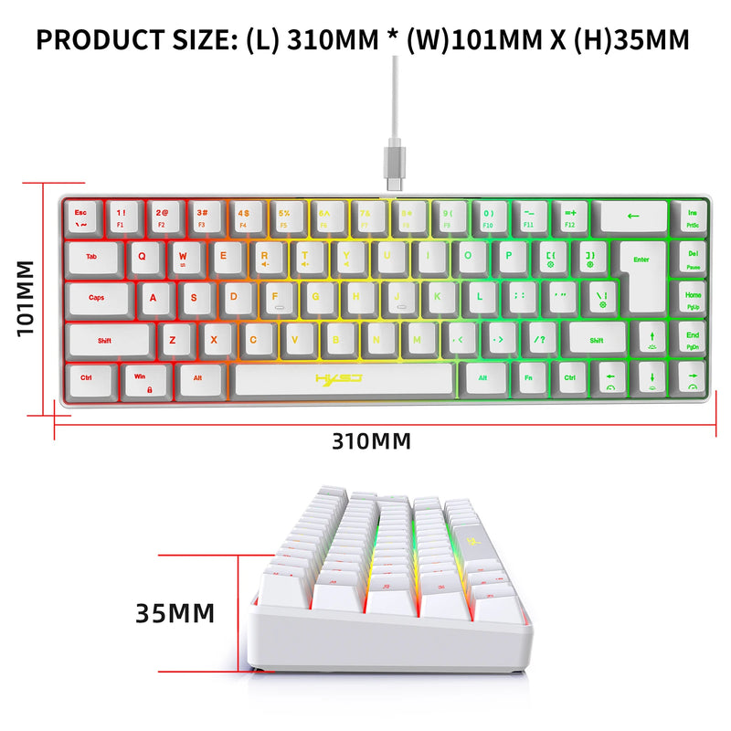 HXSJ V200 Wired K68 RGB Streamer Mini Teclado para jogos Teclado de membrana sem conflitos de 19 teclas, mas com toque mecânico para jogos/escritório