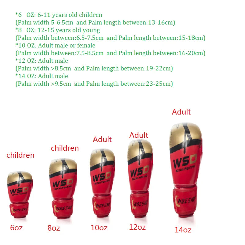 Luvas de Kick Boxing para Homens Mulheres PU Karate Muay Thai Guantes De Boxeo Luta Livre MMA Sanda Treinamento Adultos Crianças Equipamentos