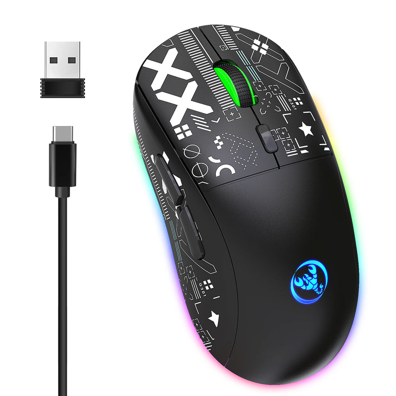 Mouse mecânico sem fio RGB Mouse para jogos ergonômico 10 milhões de pressionamentos de tecla 3600DPI Mouse 11 modos de iluminação RGB Mouses