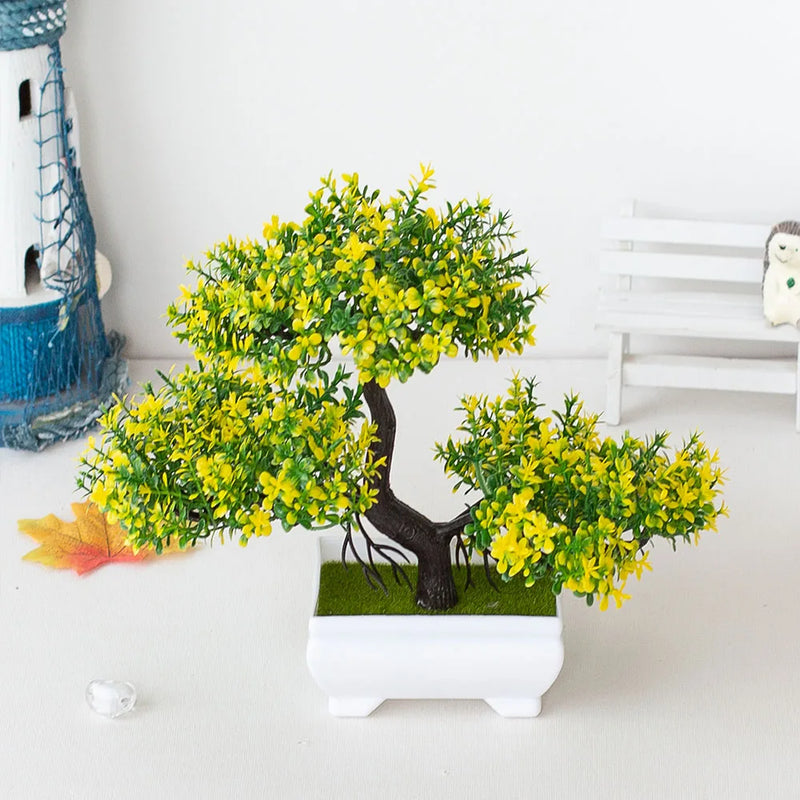 Bonsai Pequeno vaso de árvore Planta falsa Vaso de flores Arranjo de jardim Enfeites Sala Decoração de mesa para casa