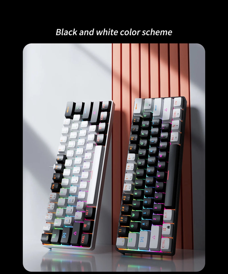 MUCAI MK61 USB Gaming Teclado mecânico vermelho Switch RGB retroiluminado Hot Swappable 61 teclas com fio cabo destacável
