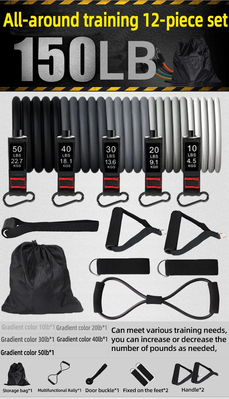 Exercícios de fitness Conjunto de faixas de resistência Tubo elástico Puxar corda Faixa de ioga Treinamento Equipamento de treino para casa Peso Ginásio Acessório