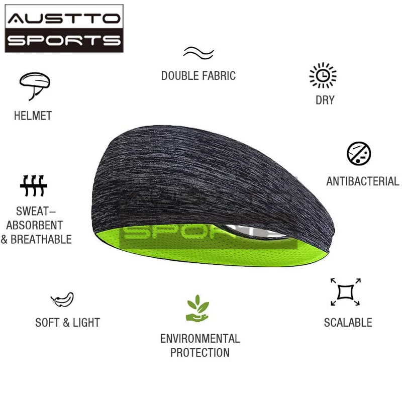 Austto Sports Headband Slim Workout Cooling Sweatband para homens mulheres correndo Sycling esporte ao ar livre