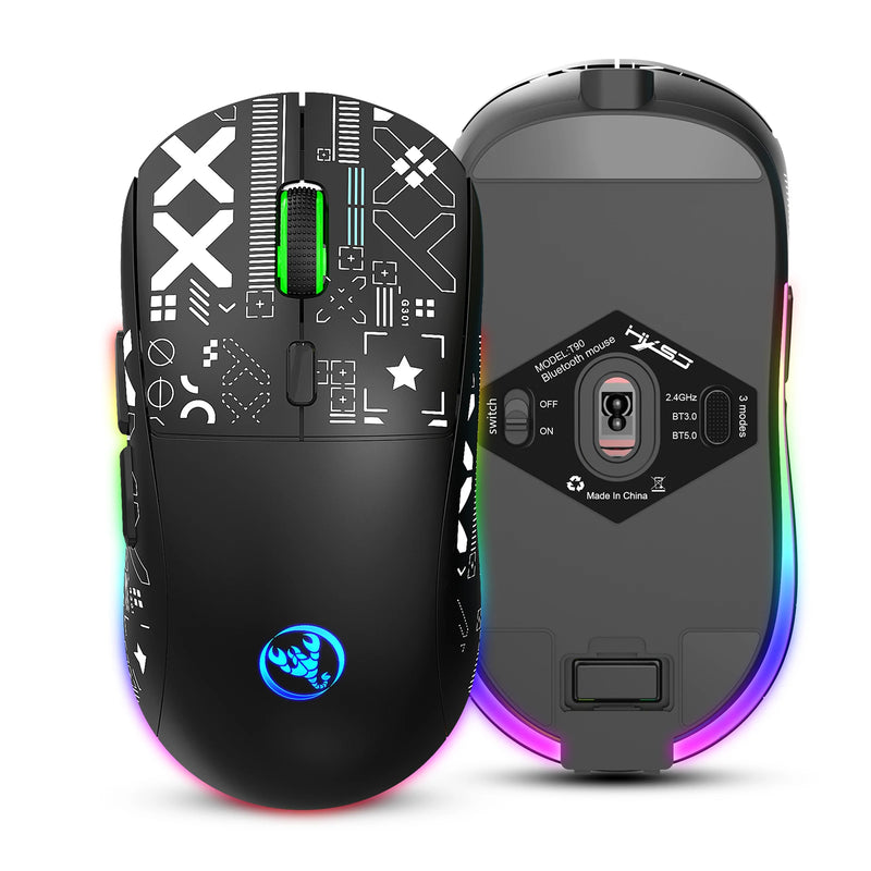 Mouse mecânico sem fio RGB Mouse para jogos ergonômico 10 milhões de pressionamentos de tecla 3600DPI Mouse 11 modos de iluminação RGB Mouses