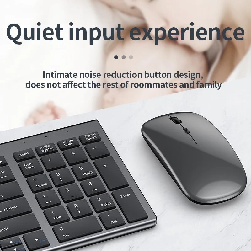 Conjunto de teclado e mouse Bluetooth recarregável Jomaa Slim para laptop 2.4G USB sem fio teclado e mouse combo