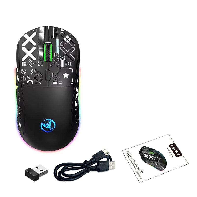 Mouse mecânico sem fio RGB Mouse para jogos ergonômico 10 milhões de pressionamentos de tecla 3600DPI Mouse 11 modos de iluminação RGB Mouses
