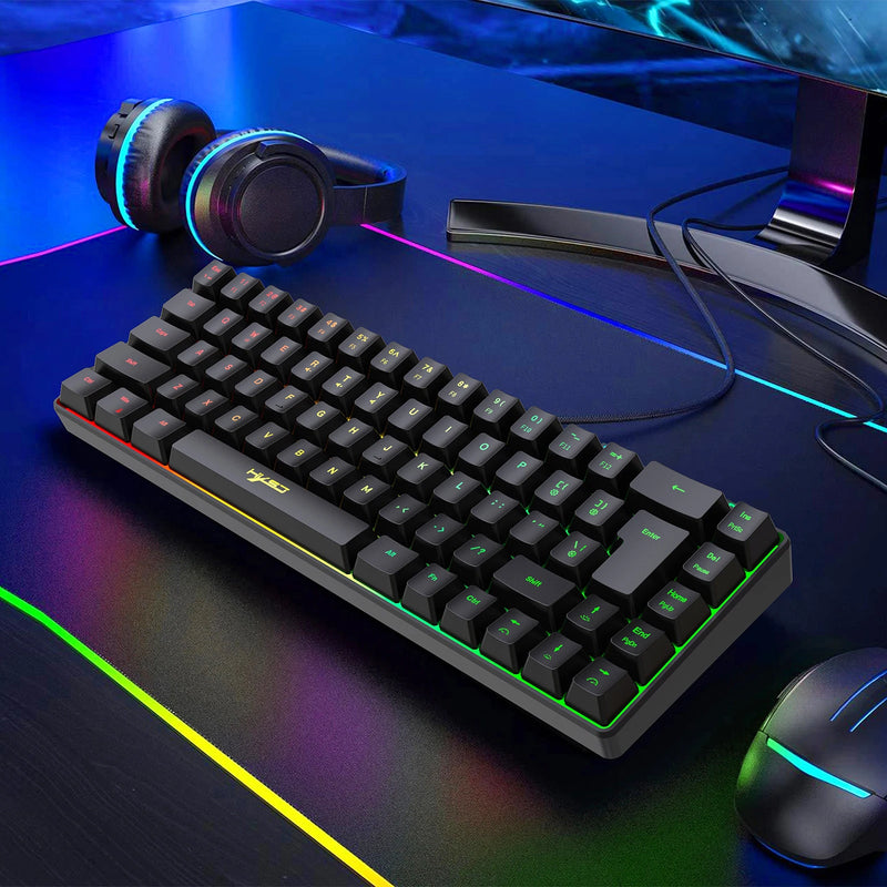 HXSJ V200 Wired K68 RGB Streamer Mini Teclado para jogos Teclado de membrana sem conflitos de 19 teclas, mas com toque mecânico para jogos/escritório