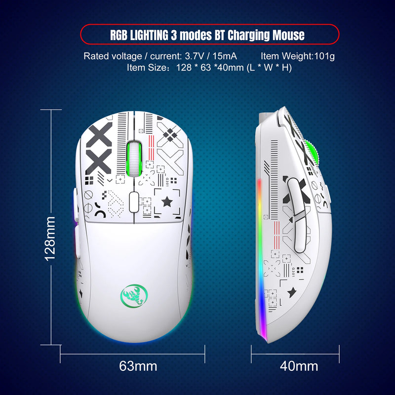 Mouse mecânico sem fio RGB Mouse para jogos ergonômico 10 milhões de pressionamentos de tecla 3600DPI Mouse 11 modos de iluminação RGB Mouses