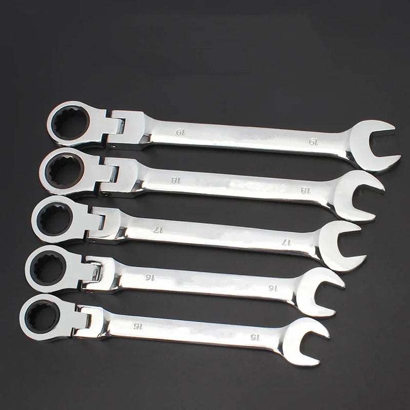 Chave de catraca combinada, com cabeça flexível, ferramenta de catraca de dupla finalidade, conjunto de combinação de catraca