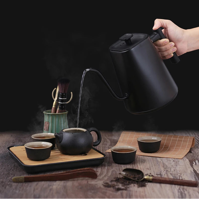 Chaleira elétrica 110V/220V, 1,0L, pescoço de ganso, cafeteira manual, 1200W, aquecimento rápido, controle de temperatura, revestimento de aço inoxidável