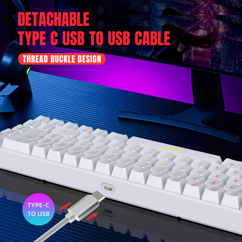 HXSJ V200 Wired K68 RGB Streamer Mini Teclado para jogos Teclado de membrana sem conflitos de 19 teclas, mas com toque mecânico para jogos/escritório