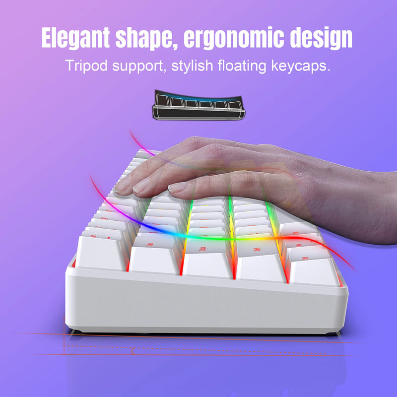 HXSJ V200 Wired K68 RGB Streamer Mini Teclado para jogos Teclado de membrana sem conflitos de 19 teclas, mas com toque mecânico para jogos/escritório