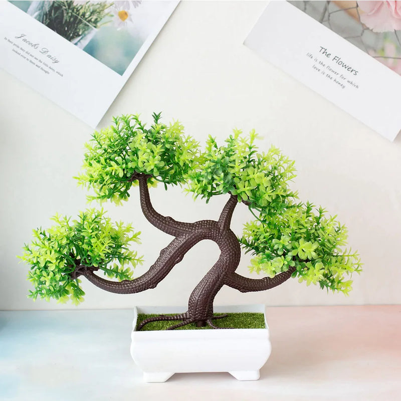 Bonsai Pequeno vaso de árvore Planta falsa Vaso de flores Arranjo de jardim Enfeites Sala Decoração de mesa para casa